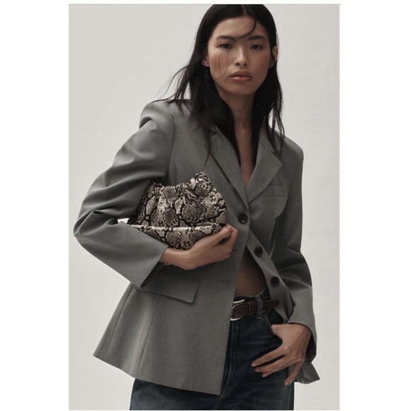 Anthropologie Avec Les Filles Sculpted Hourglass Blazer Sz Md Grey NWT - Picture 4 of 13